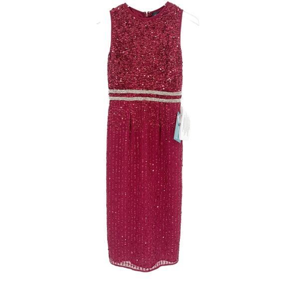 MAC DUGGAL Dress Size 4 Evening Gown Sequin Red Midi Sheath NEW Sleeveless - Picture 6 of 8